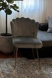 Set di 4 sedie in velluto grigio