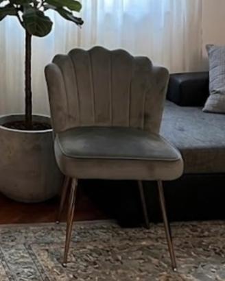 Set di 4 sedie in velluto grigio