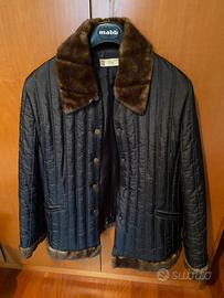 Giacca nera con collo e polsi in pelo