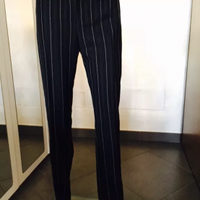 Pantalone gessato donna vita bassa versace classic