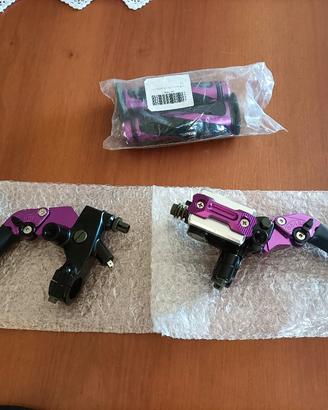 Leve viola per moto e manopole viola 