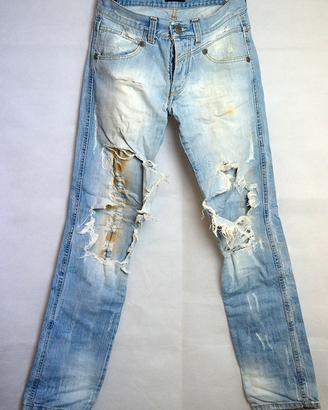 Jeans Angel Devil strappato effetto sporco slavato