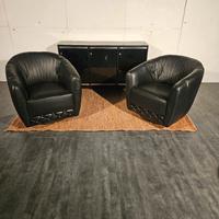 Coppia di poltrone in pelle girevoli marca Polo 