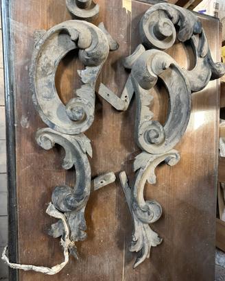 Coppia fregi intagliati legno '800 d'epoca