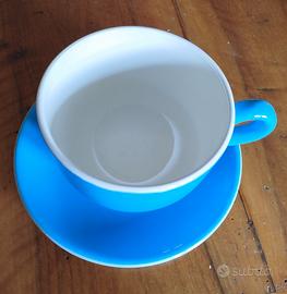 tazza jumbo turchese con piattino