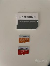Micro SD Samsung 32, 64 GB, adattatore
