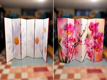 Paravento divisorio 228x170 cm bifacciale fiori