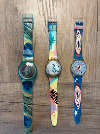 Lotto di 3 orologi Swatch originali da collezione.