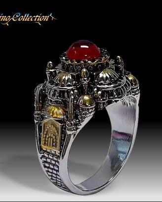 Anello Uomo Moschea del Sultano con Cabochon Rosso