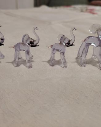Famiglia elefanti vetro murano