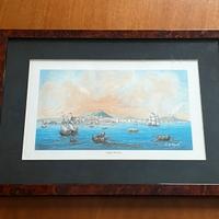 Quadro in legno veduta di Napoli 45x33 cm