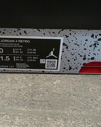 Air Jordan 4 Retro "Industrial Blue" 44 nuove 