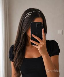 Cerchietto tiara strass argento farfalla
