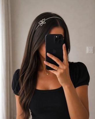 Cerchietto tiara strass argento farfalla