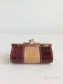 Portamonete vintage F T in pelle chiusura a scatto