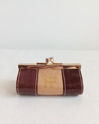 Portamonete vintage F T in pelle chiusura a scatto