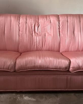 Divano 3 posti vintage rosa antico in tessuto