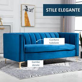 Divano elegante in velluto blu