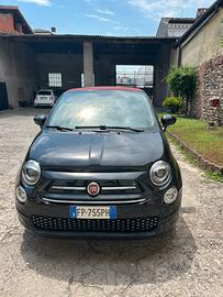 500 Cabrio nera con tettuccio rosso