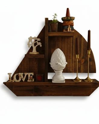 Mensola Barca Legno Massello - Arredo Mare / Shabb