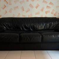 Divano in vera pelle nera