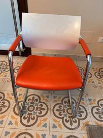 6 Sedie Luxy Aire Jr con braccioli – Pelle Arancio