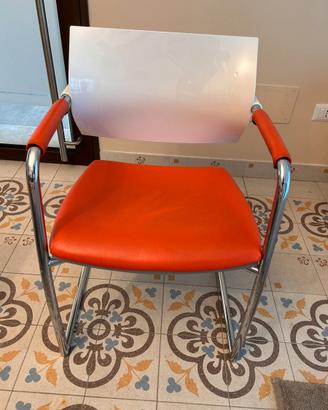 6 Sedie Luxy Aire Jr con braccioli – Pelle Arancio