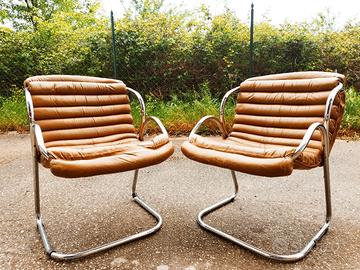 poltrone sedia modernariato cromato pelle design