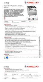 Cucina gas 4 fuochi con forno angelo po 1N1FAG