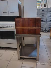 Ceppo Macellaio Professionale Legno Supporto Inox