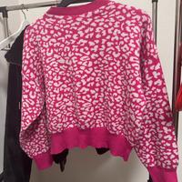 Maglione fucsia, leopardato