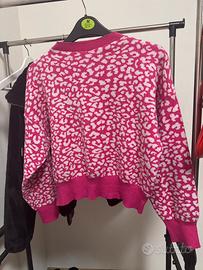 Maglione fucsia, leopardato