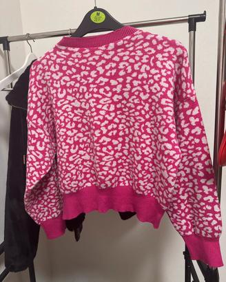 Maglione fucsia, leopardato