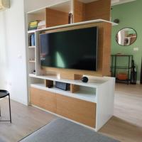 PARETE ATTREZZATA SALONE COMPLETAMENTE IN LEGNO 