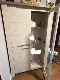 Vetrina madia alta moderna - effetto legno bianco