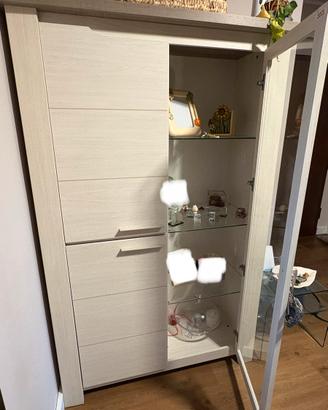 Vetrina madia alta moderna - effetto legno bianco