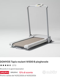 Tapis Roulant DOMYOS W500grigio pieghevole