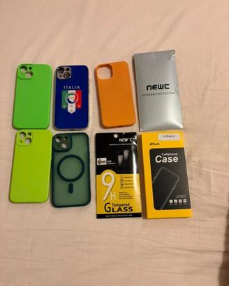 5 cover iphone 14 + 5 vetri temprati nuovi iphone