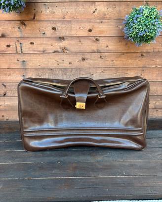 Valigia Vintage Pelle Marrone Anni '70