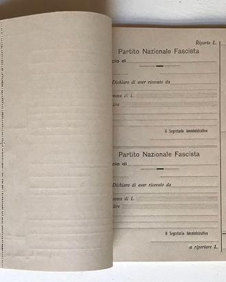 BOLLETTARIO DI RICEVUTE DEL P.N.F.