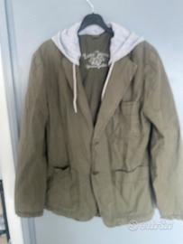 ZARA GIACCA UOMO MILITARE TG L  CON CAPPUCCIO