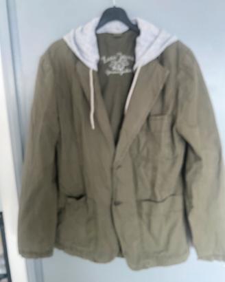 ZARA GIACCA UOMO MILITARE TG L  CON CAPPUCCIO