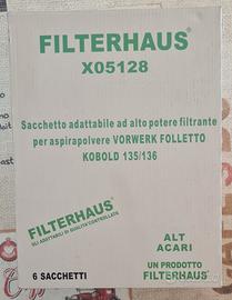 6 sacchetti vorwerk folletto vk 135 vk 136.