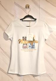 tshirt donna fantasia di gatti e oro