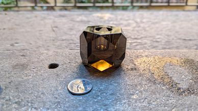 Portacandele antico in cristallo molato 