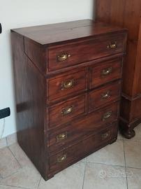 SCRITTOIO A RIBALTA IN LEGNO CON CASSETTIERA
