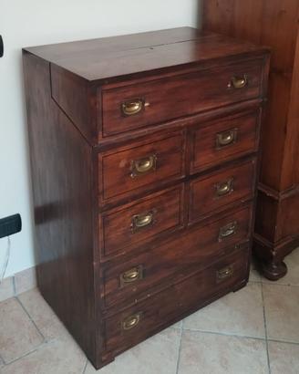 SCRITTOIO A RIBALTA IN LEGNO CON CASSETTIERA