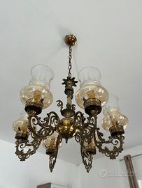 Lampadario ottone e vetro