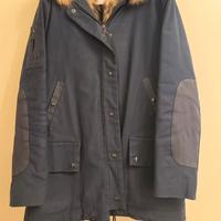 Parka blu donna con pelliccia staccabile
