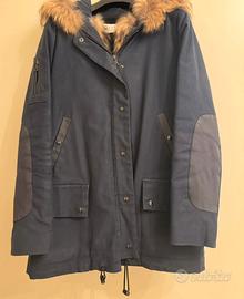 Parka blu donna con pelliccia staccabile